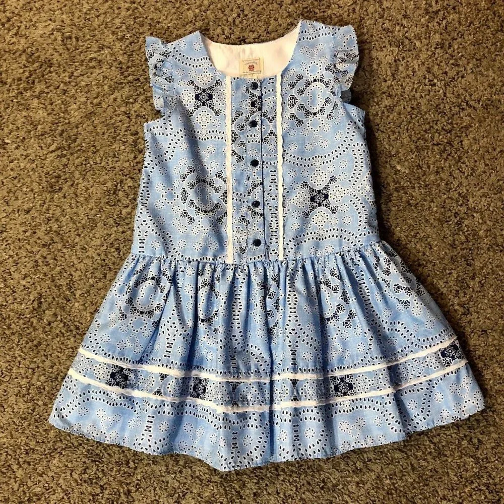 Marmellata Dress Girls 6 Used Blue White - Picture 4 of 11